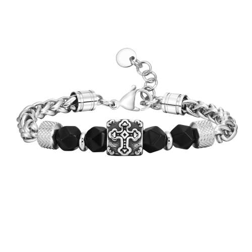 Wholesale Stainless Steel Men Bracelet with Cross Bead