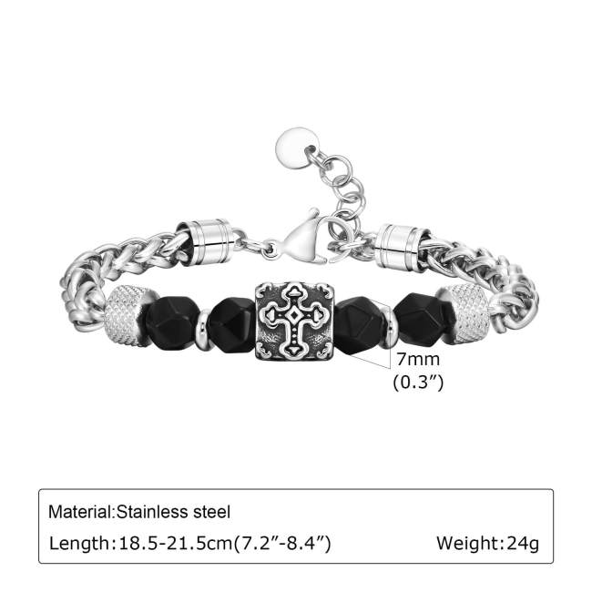 Wholesale Stainless Steel Men Bracelet with Cross Bead
