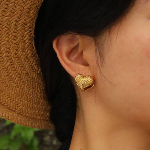 Wholesale Stainless Steel Double Heart Earring