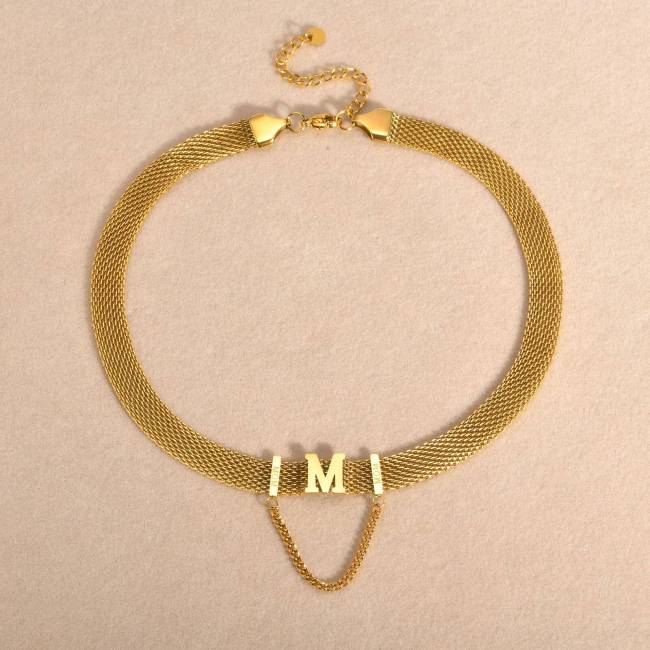 Wholesale Stainless Steel Mesh Letter M Necklace