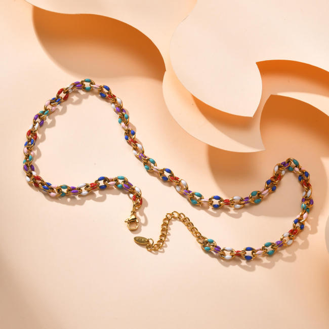 Wholesale Stainless Steel Colorful Necklace