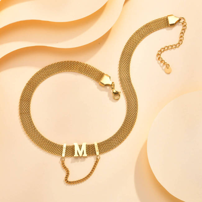Wholesale Stainless Steel Mesh Letter M Necklace
