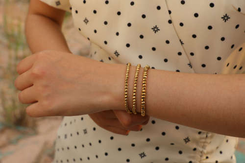 Wholesale Black Gallstone Gold Beaded Bracelet
