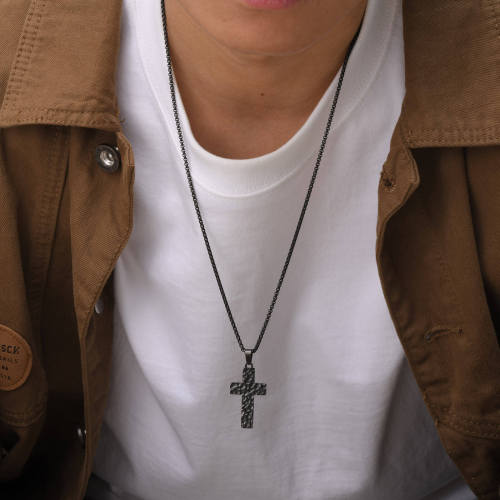 Wholesale Stainless Steel Hammered Cross Pendant