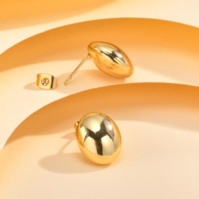 Wholesale Stainless Steel Oval Glossy Earrings