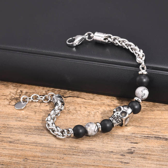 Wholesale Stainless Steel Skull Beads Bracelet