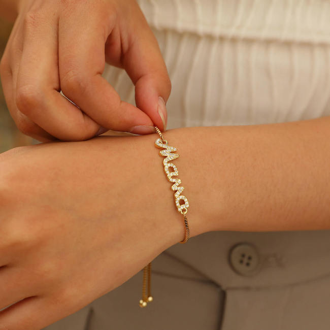 Wholesale Copper Box Chain with Mama Bracelet