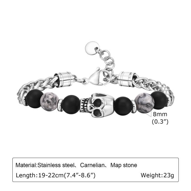 Wholesale Stainless Steel Skull Beads Bracelet