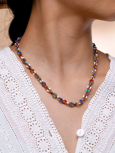 Wholesale Stainless Steel Colorful Necklace
