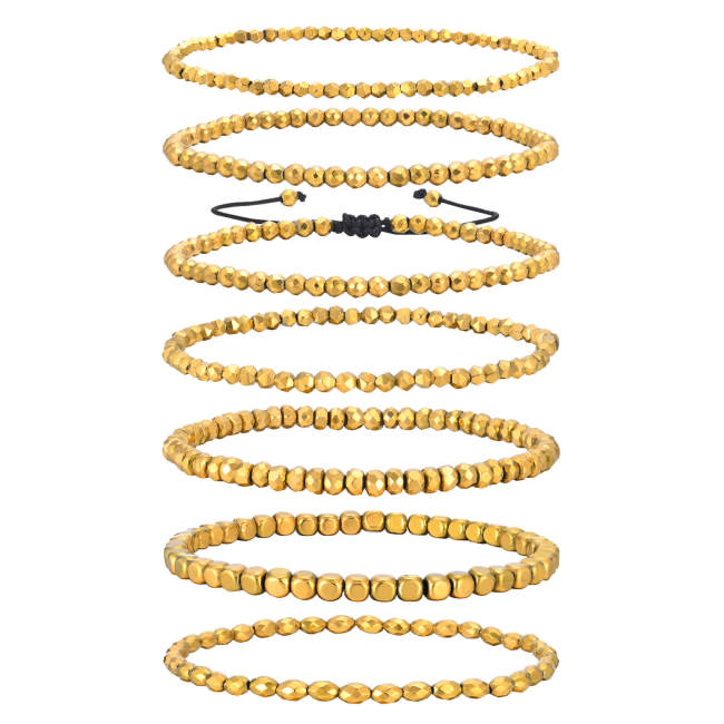 Wholesale Black Gallstone Gold Beaded Bracelet
