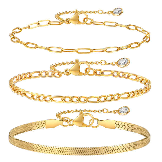 Wholesale Stainless Steel 3 Piece Stacked Bracelet