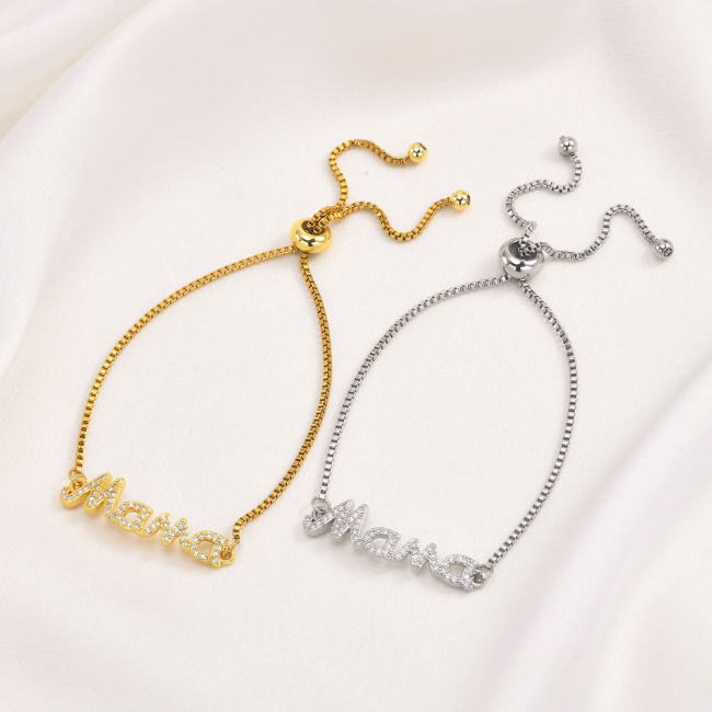 Wholesale Copper Box Chain with Mama Bracelet