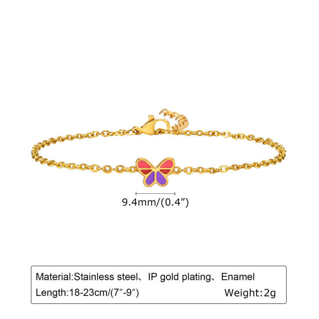 Wholesale Stainless Steel Drip Butterfly Bracelet