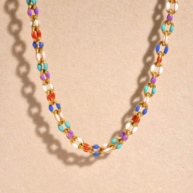 Wholesale Stainless Steel Colorful Necklace