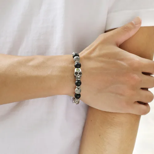 Wholesale Stainless Steel Skull Beads Bracelet