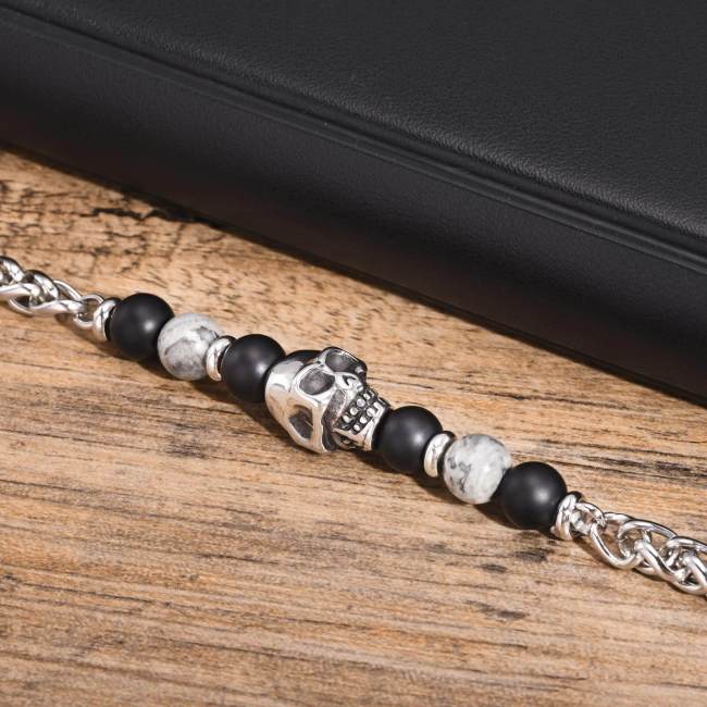 Wholesale Stainless Steel Skull Beads Bracelet