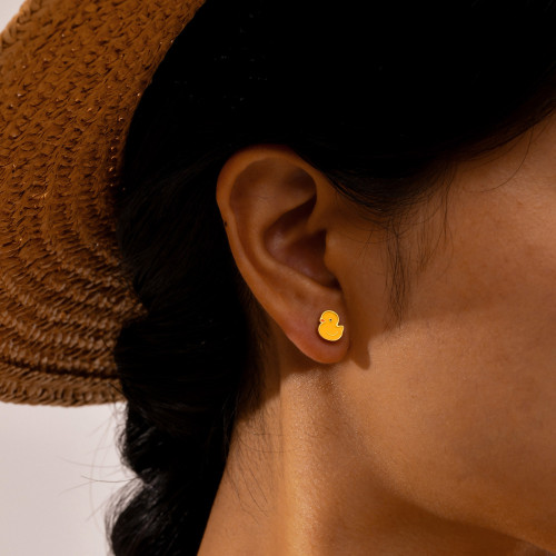 Wholesale Stainless Steel Yellow Duck Earrings