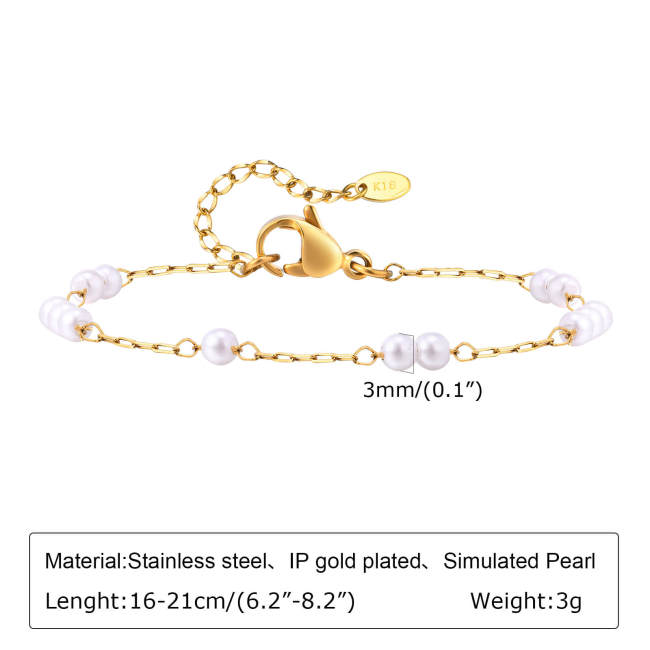 Wholesale Stainless Steel Imitation Pearl Bracelet
