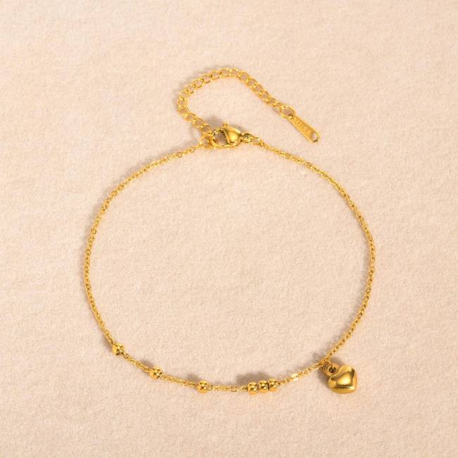 Wholesale Stainless Steel Bead Anklet with Heart