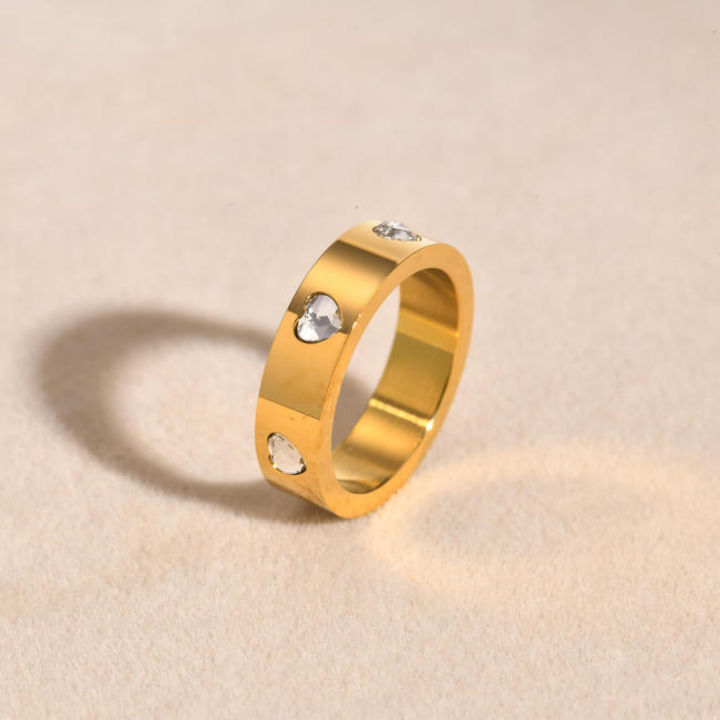 Wholesale Stainless Steel 6 Heart CZ Ring