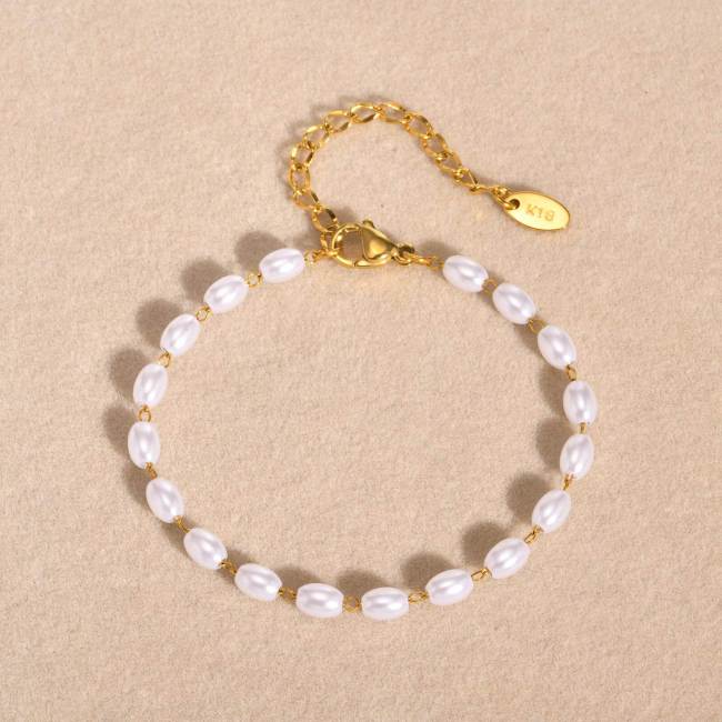 Wholesale Stainless Steel Imitation Pearl Bracelet