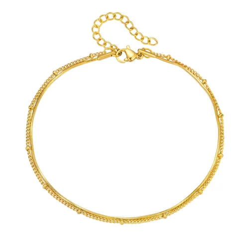 Wholesale Stainless Steel Double Layer Anklet