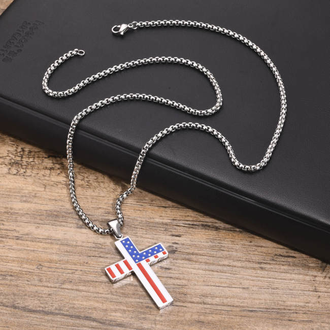 Wholesale Stainless Steel American Flag Cross
