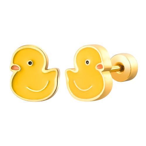 Wholesale Stainless Steel Yellow Duck Earrings