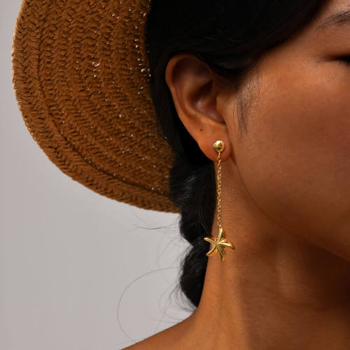 Wholesale Stainless Steel Starfish Tassel Earrings