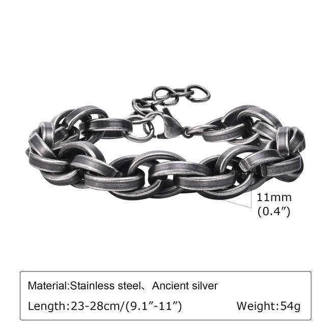 Wholesale Stainless Steel Vintage Twisted Bracelet