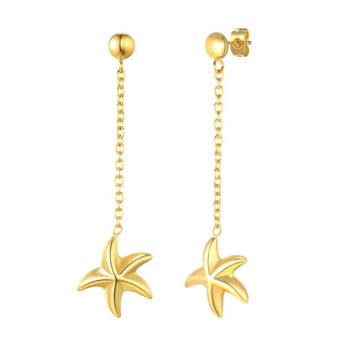 Wholesale Stainless Steel Starfish Tassel Earrings