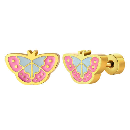 Wholesale Stainless Steel Colorful Enamel Butterfly Earrings
