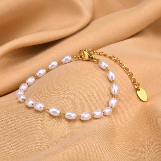 Wholesale Stainless Steel Imitation Pearl Bracelet