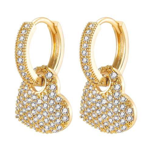 Wholesale Copper Full Zirconia Heart Earring