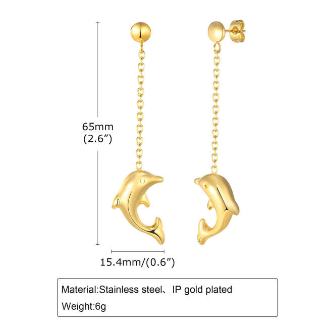Wholesale Stainless Steel Dolphin Earrings