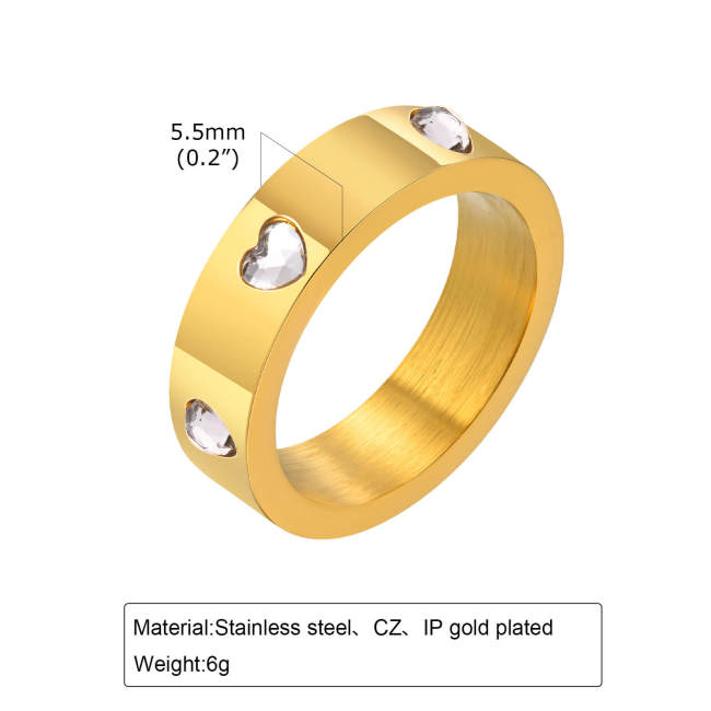Wholesale Stainless Steel 6 Heart CZ Ring