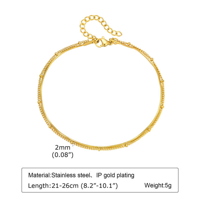 Wholesale Stainless Steel Double Layer Anklet
