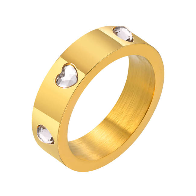 Wholesale Stainless Steel 6 Heart CZ Ring