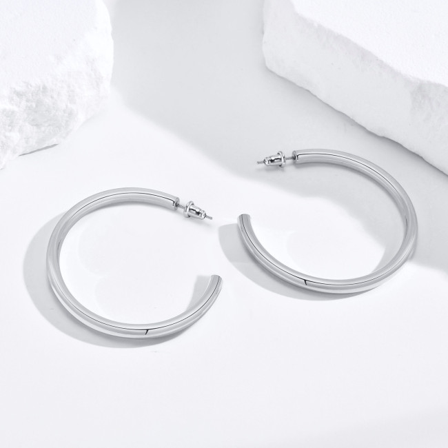 Wholesale Stainless Steel Classic Hip Hop Hoop Earrings
