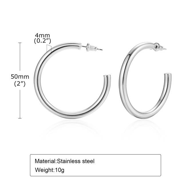 Wholesale Stainless Steel Classic Hip Hop Hoop Earrings
