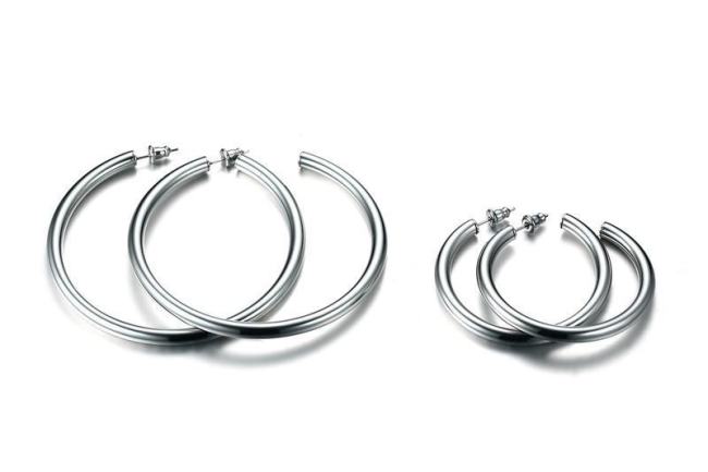 Wholesale Stainless Steel Classic Hip Hop Hoop Earrings