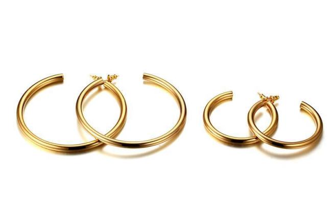 Wholesale Stainless Steel Classic Hip Hop Hoop Earrings