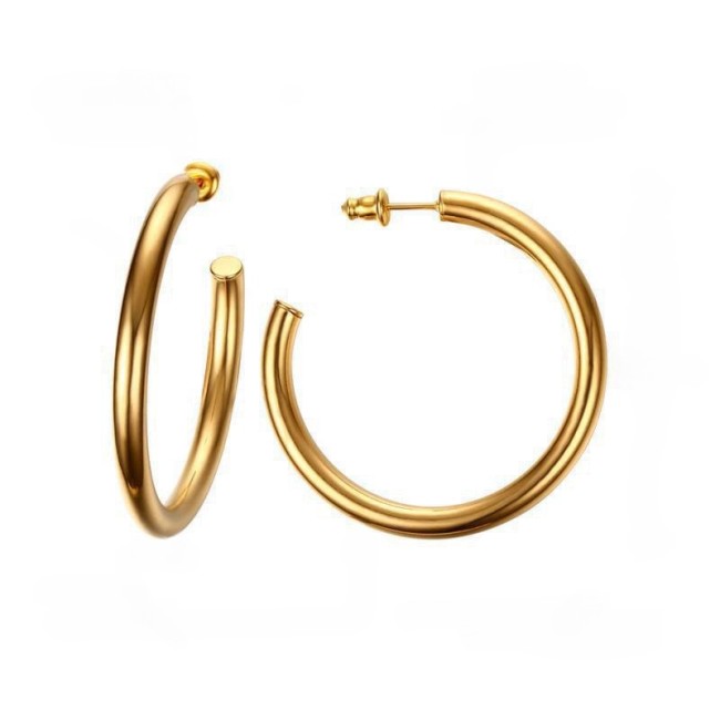 Wholesale Stainless Steel Classic Hip Hop Hoop Earrings