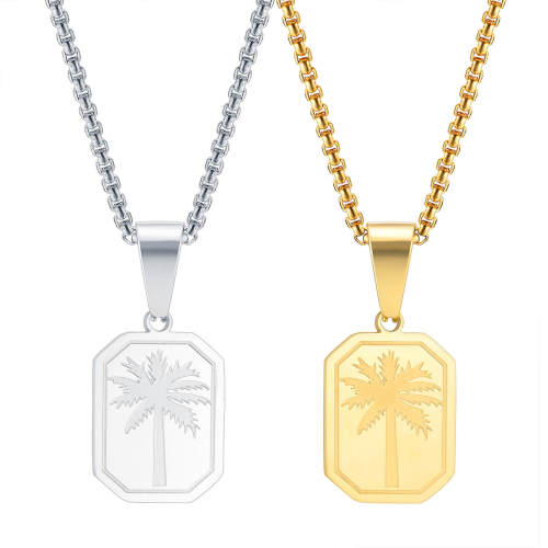 Wholesale Stainless Steel Palm Tree Dog Tag Pendant