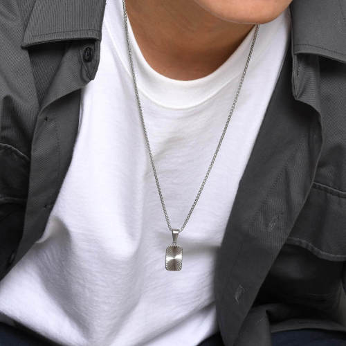 Wholesale Stainless Steel Pleated Dog Tag Pendant