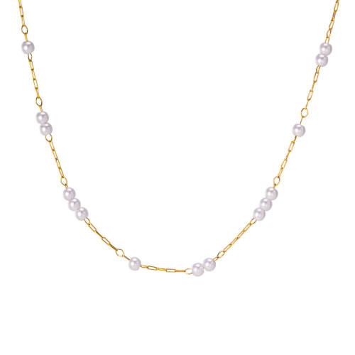 Wholesale Stainless Steel Imitation Pearl Beads Necklace