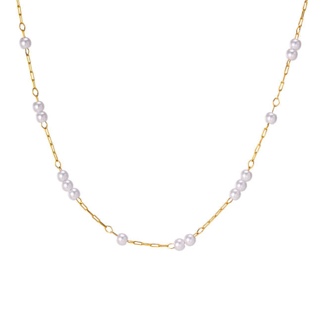 Wholesale Stainless Steel Imitation Pearl Beads Necklace