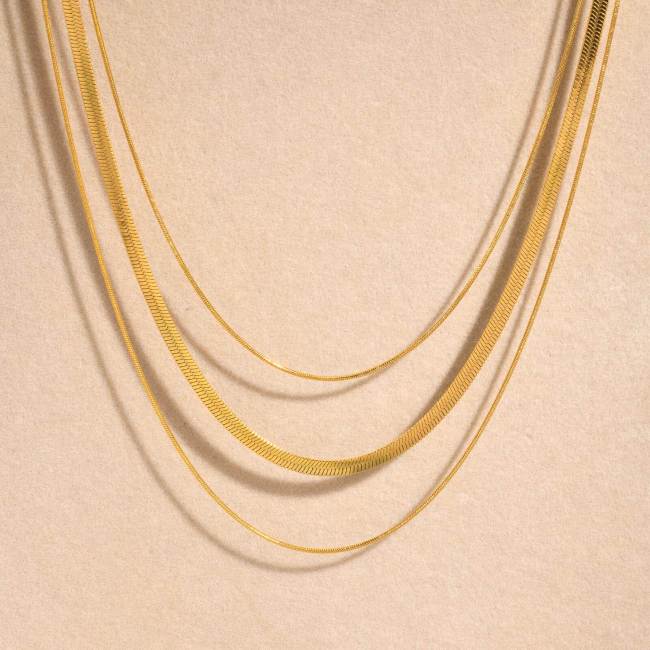Wholesale Stainless Steel Triple Layered Snake Chain Necklace