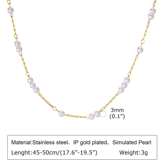 Wholesale Stainless Steel Imitation Pearl Beads Necklace