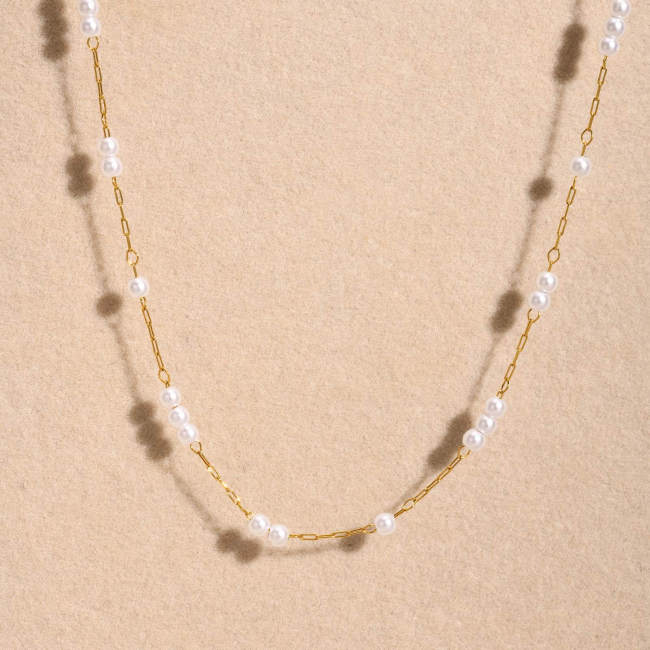 Wholesale Stainless Steel Imitation Pearl Beads Necklace